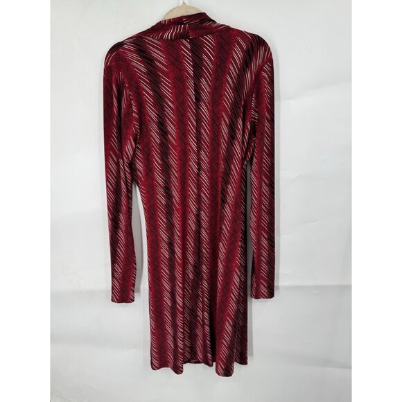 Norma Kamali Mini Dress Women Large Red Faux Wrap Mature Abstract Art To Wear - Picture 2 of 8